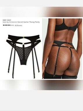 2 In 1! Victoria's secret very sexy ICON garter belt with attached thong panty L